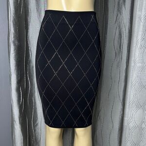 Versace For Riachuelo Sz 36 Elegant Black Diamond Pattern Skirt